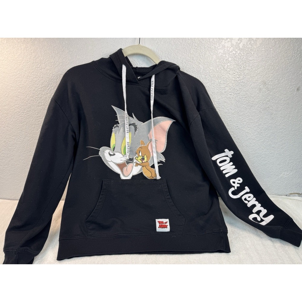 Tom & Jerry Black Graphic Hoodie Kids Small 3-5 Pullover LH42111FH